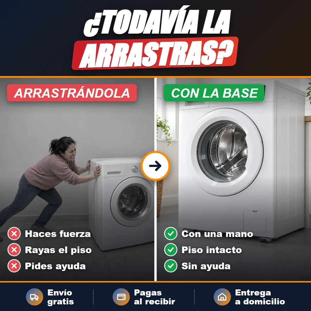 Arrastrar la lavadora frente a moverla sobre la base