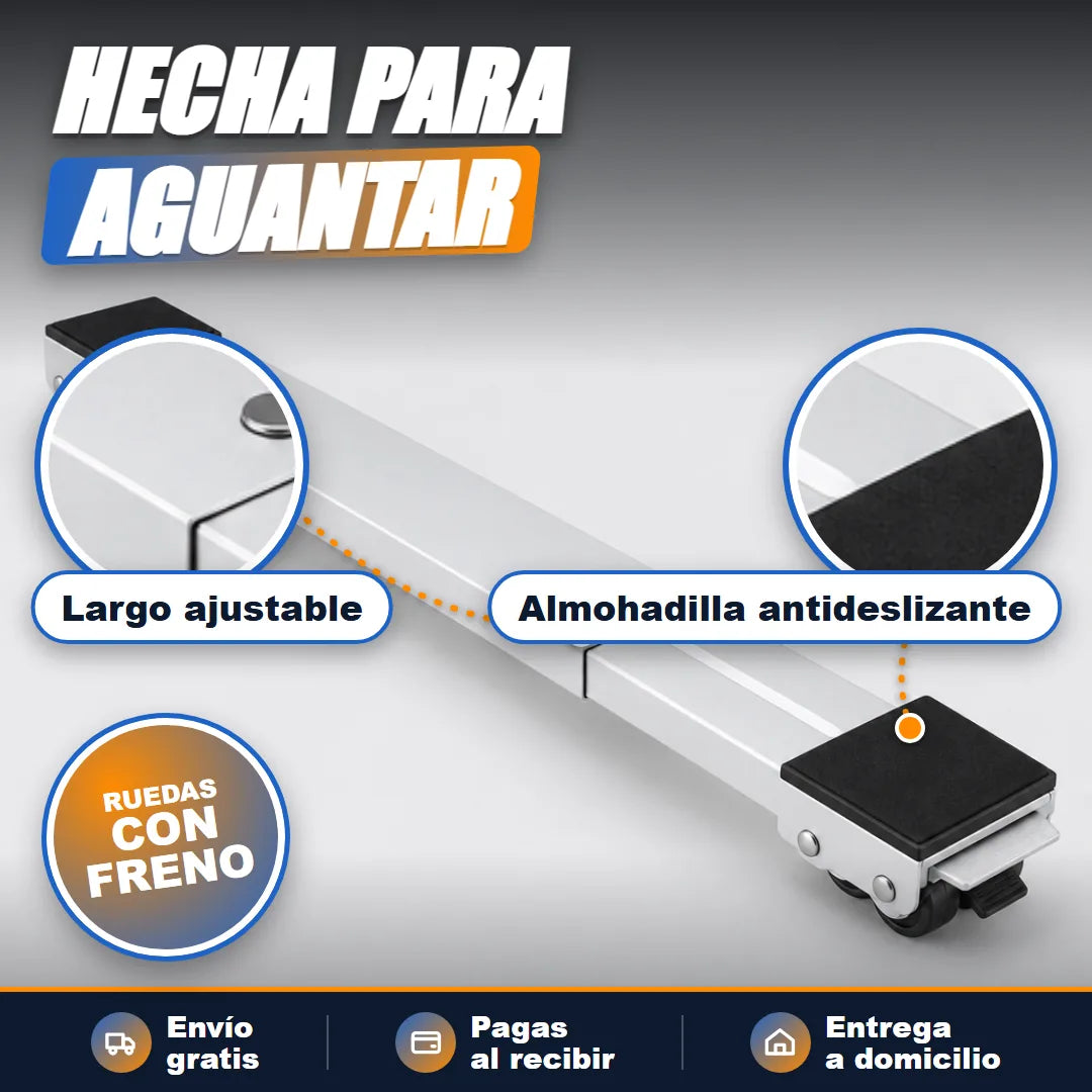 Detalle de la almohadilla, las ruedas con freno y el ajuste