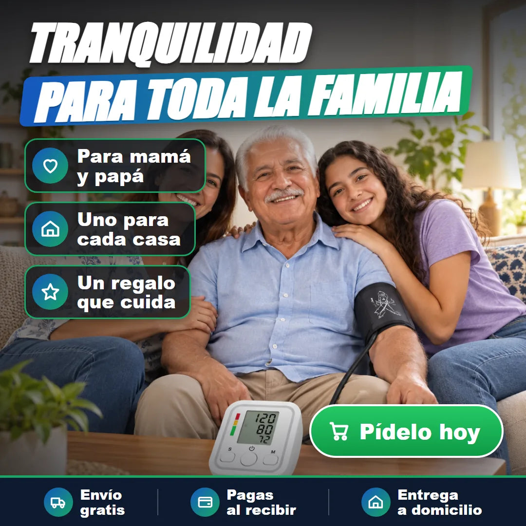 Familia de tres generaciones con el tensiómetro