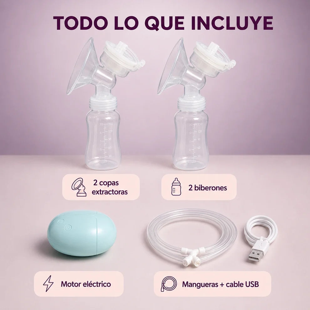 Extractor de Leche Eléctrico Doble | Extrae más en menos tiempo con comodidad y libertad 🤱✨