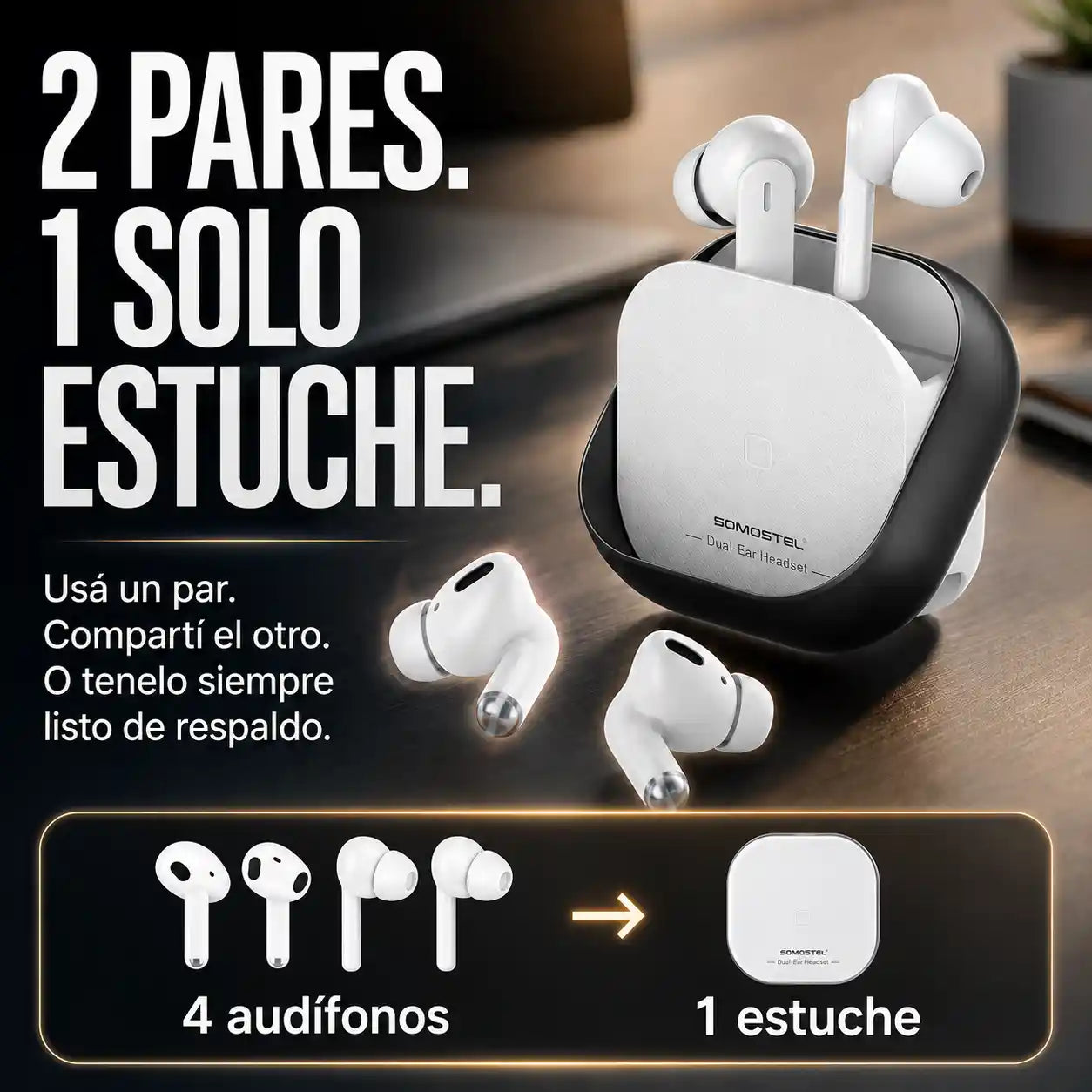AUDÍFONOS DOBLE | Ideal para escuchar música en pareja