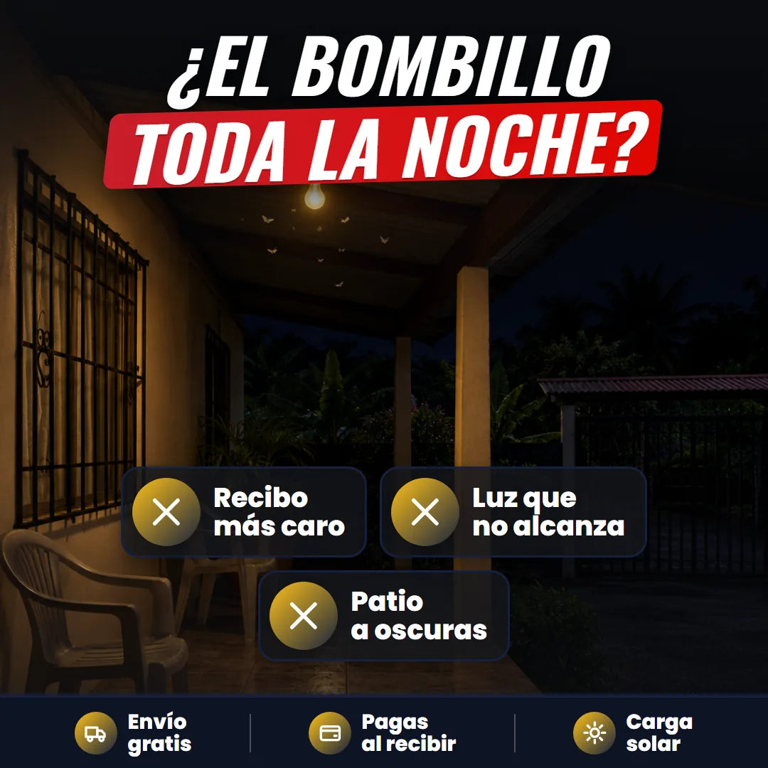 Corredor de noche con un bombillo viejo encendido que no alcanza a iluminar