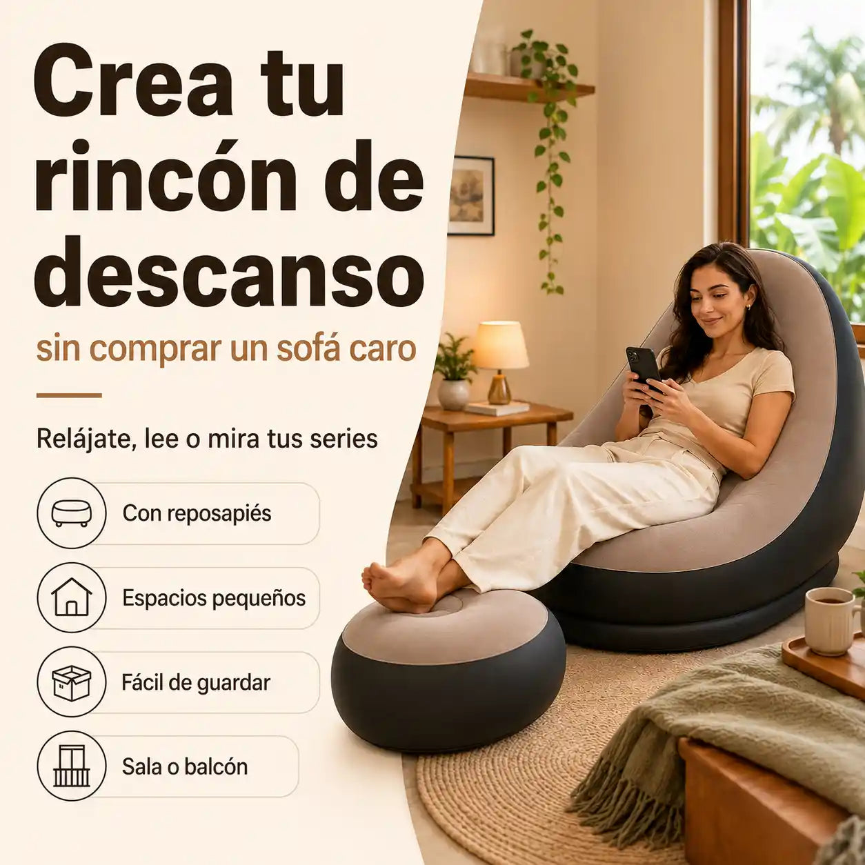 SILLON + REPOSAPIES INFLABLE | Lindo y resistente
