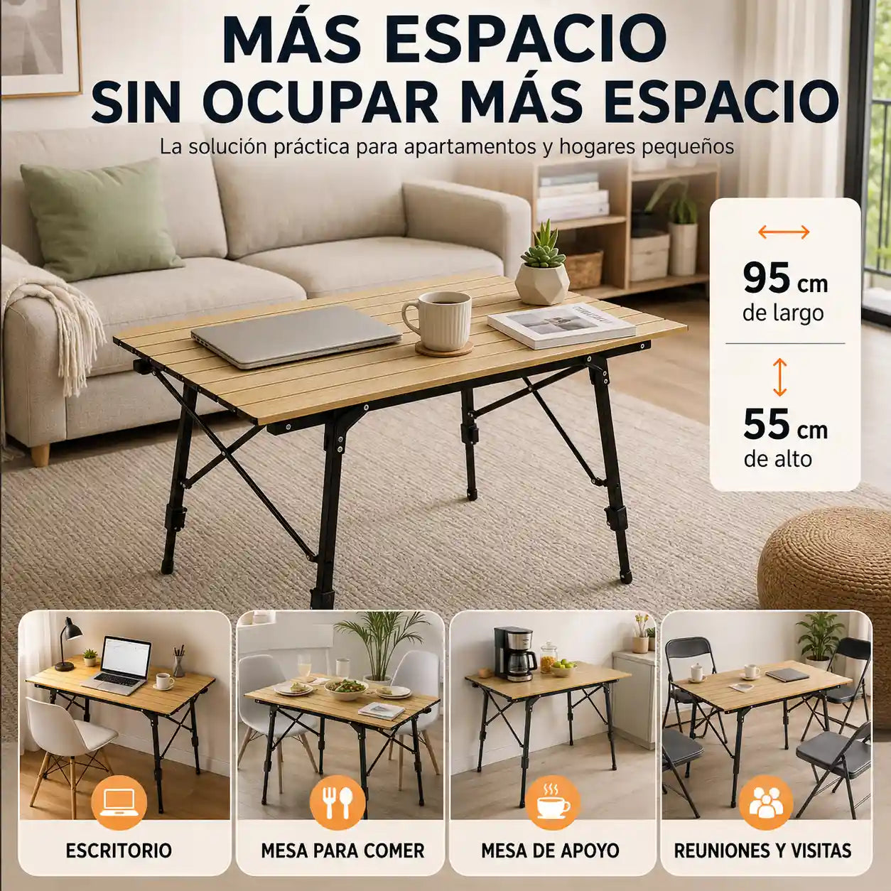 Mesa Auxiliar Plegable | La más practica para interior y exterior