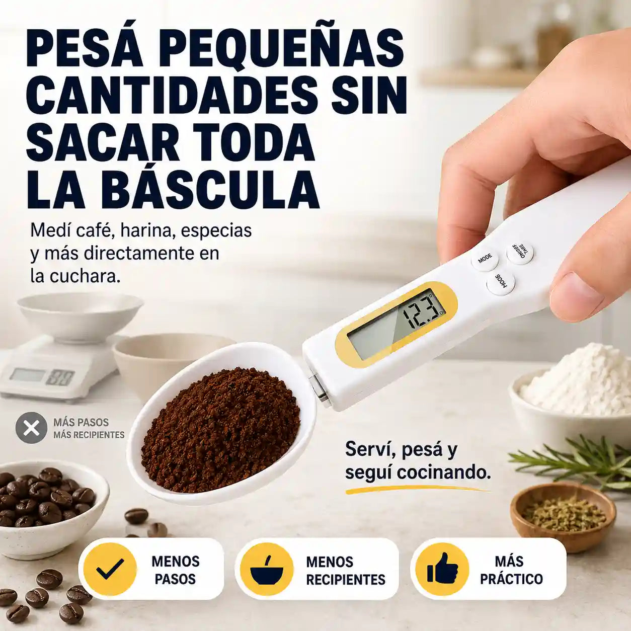 CUCHARA GRAMERA | Pesa sin ensuciar nada más que una cuchara
