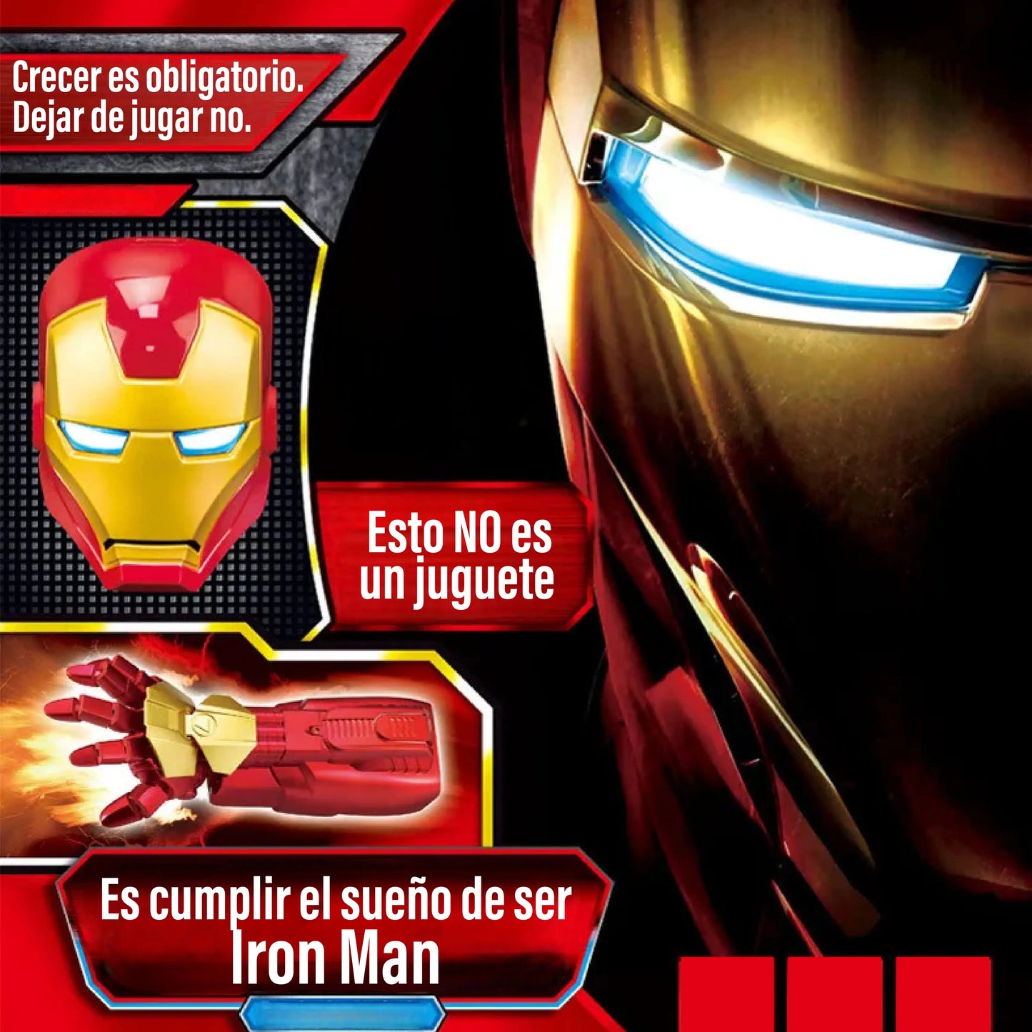 🦸‍♂️ DISFRAZ DE IRON MAN | Guante + Máscara